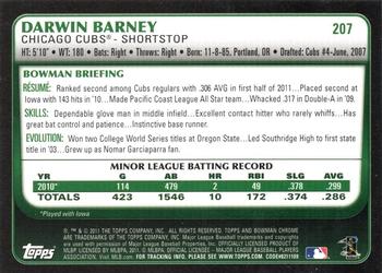 2011 Bowman Chrome - Refractors #207 Darwin Barney Back