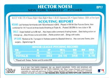 2011 Bowman - Prospects #BP17 Hector Noesi Back