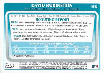 2011 Bowman - Prospects #BP55 David Rubinstein Back