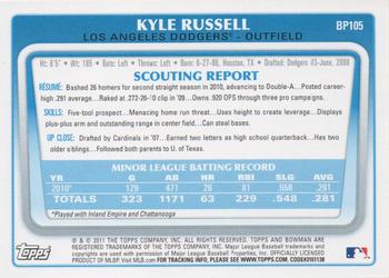 2011 Bowman - Prospects #BP105 Kyle Russell Back