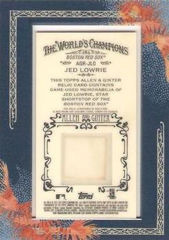 2011 Topps Allen & Ginter - Relics #AGR-JLO Jed Lowrie Back