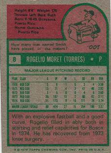 1975 Topps Mini #8 Rogelio Moret Back
