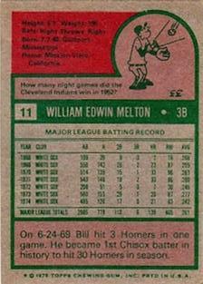 1975 Topps Mini #11 Bill Melton Back