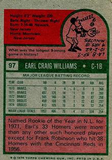 1975 Topps Mini #97 Earl Williams Back