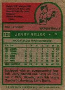 1975 Topps Mini #124 Jerry Reuss Back