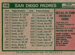 1975 Topps Mini #146 San Diego Padres / John McNamara Back