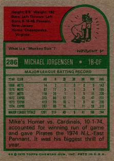1975 Topps Mini #286 Mike Jorgensen Back