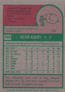 1975 Topps Mini #368 Vic Albury Back
