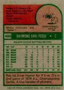 1975 Topps Mini #486 Ray Fosse Back