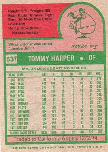 1975 Topps Mini #537 Tommy Harper Back