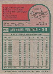 1975 Topps Mini #280 Carl Yastrzemski Back
