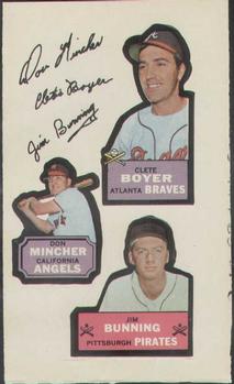 1968 Topps Action All-Star Stickers #NNO Clete Boyer / Don Mincher / Jim Bunning Front