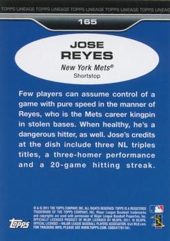 2011 Topps Lineage #165 Jose Reyes Back