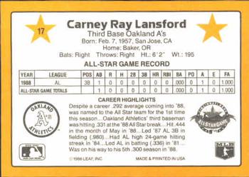 1989 Donruss All-Stars #17 Carney Lansford Back