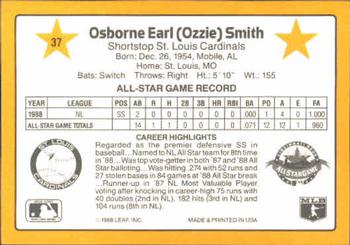 1989 Donruss All-Stars #37 Ozzie Smith Back