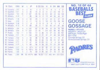 1986 Fleer Baseball's Best Sluggers vs. Pitchers #12 Goose Gossage Back