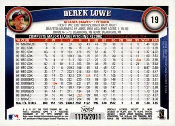 2011 Topps - Gold #19 Derek Lowe Back