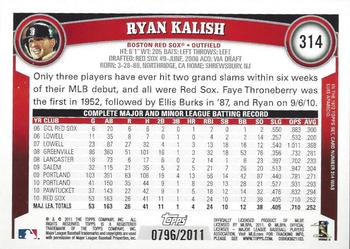 2011 Topps - Gold #314 Ryan Kalish Back