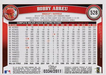 2011 Topps - Gold #528 Bobby Abreu Back