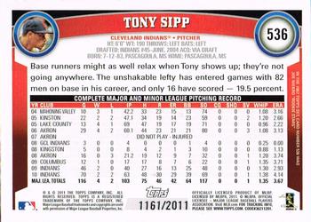 2011 Topps - Gold #536 Tony Sipp Back