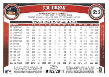 2011 Topps - Gold #653 J.D. Drew Back