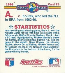 1986 Sportflics Decade Greats - Trivia Cards #29 Baseball Trivia Quiz Back