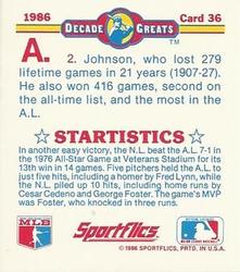 1986 Sportflics Decade Greats - Trivia Cards #36 Baseball Trivia Quiz Back