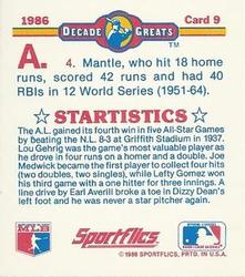 1986 Sportflics Decade Greats - Trivia Cards #9 Baseball Trivia Quiz Back