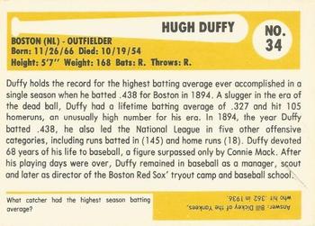 1980-87 SSPC HOF #34 Hugh Duffy Back