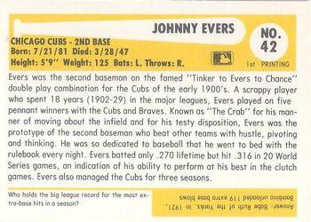 1980-87 SSPC HOF #42 Johnny Evers Back