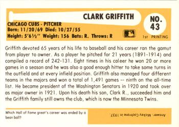 1980-87 SSPC HOF #43 Clark Griffith Back