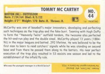 1980-87 SSPC HOF #44 Tom McCarthy Back
