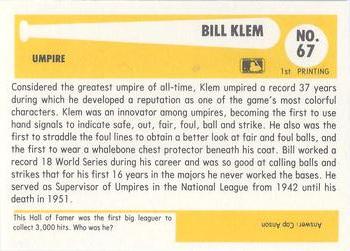 1980-87 SSPC HOF #67 Bill Klem Back