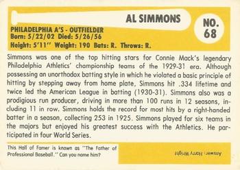 1980-87 SSPC HOF #68 Al Simmons Back