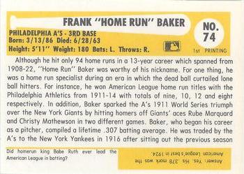 1980-87 SSPC HOF #74 Home Run Baker Back