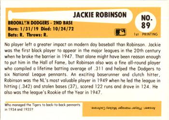 1980-87 SSPC HOF #89 Jackie Robinson Back