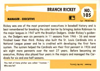 1980-87 SSPC HOF #105 Branch Rickey Back