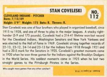 1980-87 SSPC HOF #112 Stan Coveleski Back
