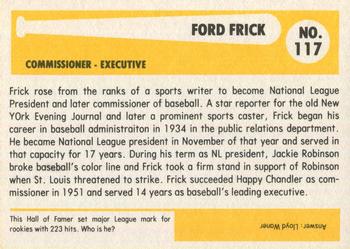 1980-87 SSPC HOF #117 Ford Frick Back