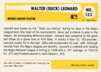 1980-87 SSPC HOF #132 Buck Leonard Back