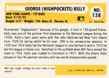 1980-87 SSPC HOF #138 George Kelly Back