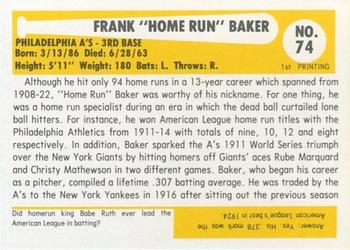 1980-87 SSPC HOF #74 Home Run Baker Back