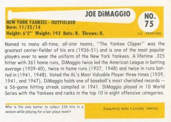 1980-87 SSPC HOF #75 Joe DiMaggio Back