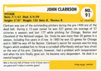 1980-87 SSPC HOF #91 John Clarkson Back