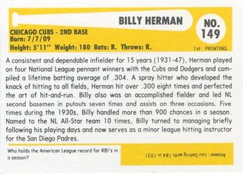 1980-87 SSPC HOF #149 Billy Herman Back