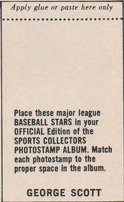 1969 MLB PhotoStamps #NNO George Scott Back