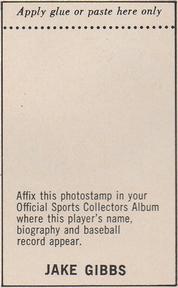 1969 MLB PhotoStamps #NNO Jake Gibbs Back