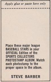 1969 MLB PhotoStamps #NNO Steve Barber Back