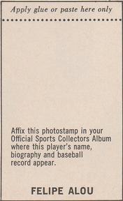 1969 MLB PhotoStamps #NNO Felipe Alou Back