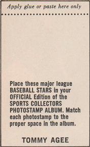 1969 MLB PhotoStamps #NNO Tommie Agee Back